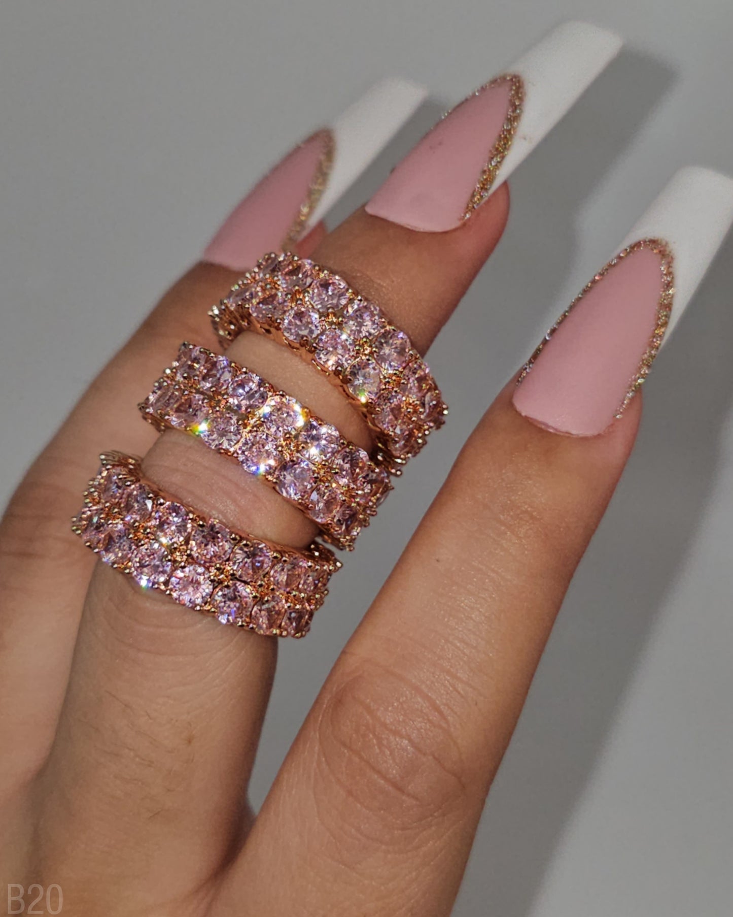 "ELEANOR" PINK Rose-Gold Plated RINGS 1pc (Choose Size)