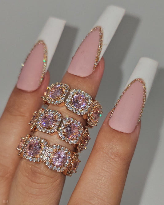 "AURORA" PINK Rose-Gold Plated RINGS 1pc (Choose Size)